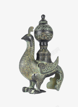 唯美中国风古典古董金鸡装饰香炉素材