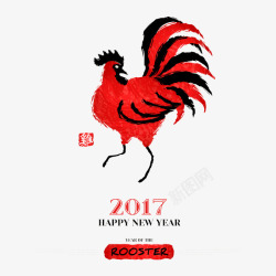 中国风日历素材红色公鸡中国风日历用高清图片