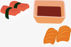 日式三文鱼刺身和蘸料素材