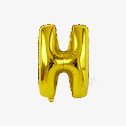 字母H热烈氛围金气球素材