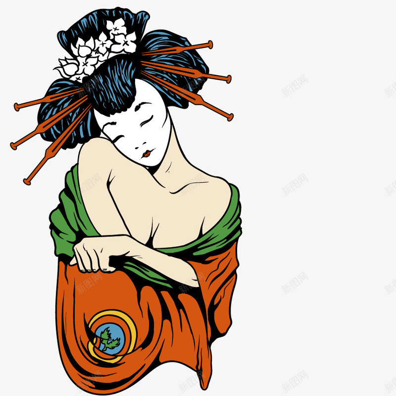 美女人物png免抠素材_88icon https://88icon.com 形状 插画 日本女人 绘画 艺术