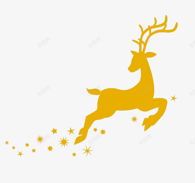 奔跑的金色麋鹿简图png免抠素材_88icon https://88icon.com 动作 动物 可爱的 奔跑的 犄角 金色麋鹿 麋鹿