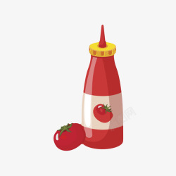 红色塑料瓶子番茄酱包装和西红柿素材