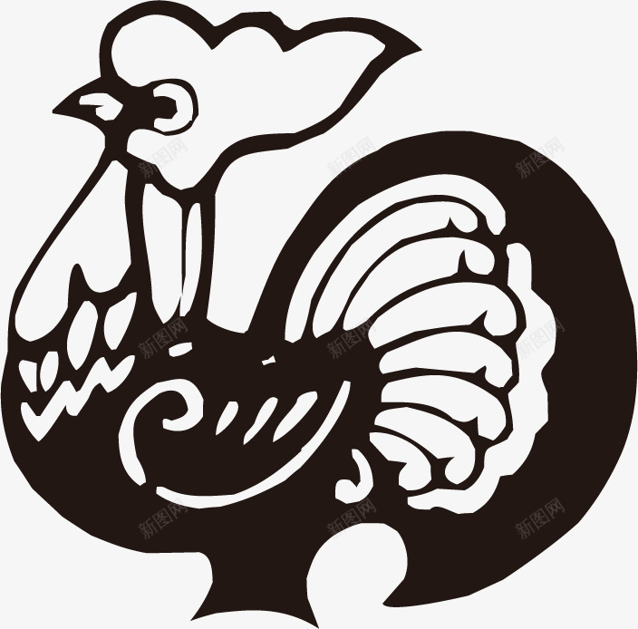 十二生肖剪纸矢量图ai免抠素材_88icon https://88icon.com 剪纸 十二生肖 卡通设计 模板 设计 酉鸡 鸡 黑白 矢量图