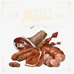 复古肉制品菜单海报矢量图素材