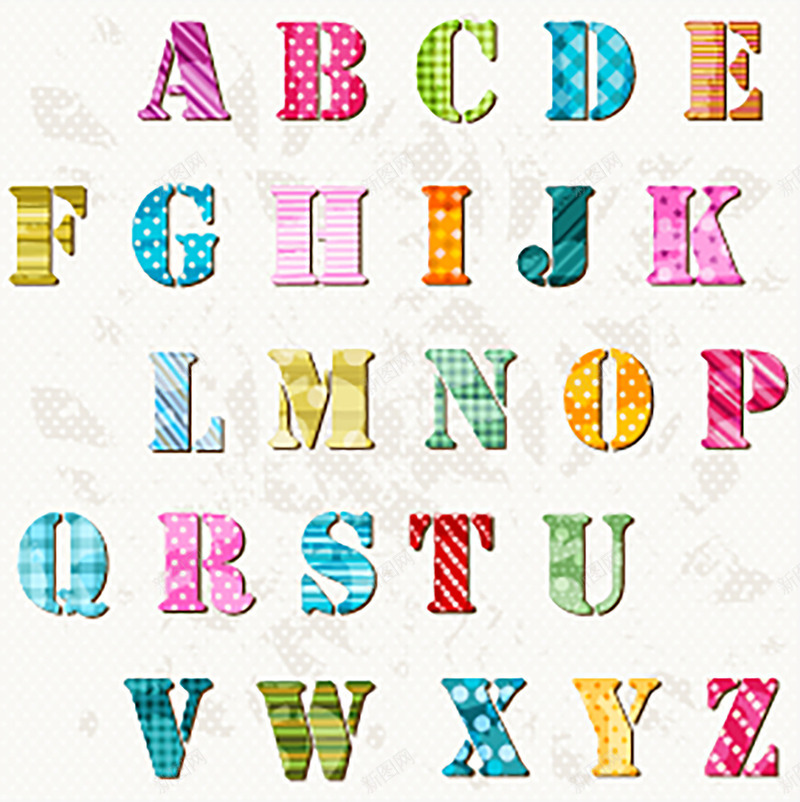 彩色斑点格子英文字母png免抠素材_88icon https://88icon.com 创意文字 字母 矢量素材 英文字母 阿拉伯数字