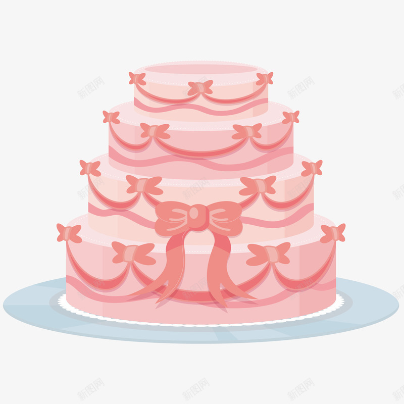 卡通粉红色的婚礼蛋糕矢量图ai免抠素材_88icon https://88icon.com 婚礼 粉红色 结婚 蛋糕 蝴蝶结 表白节 矢量图