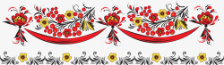 手绘红色节日花朵中式素材