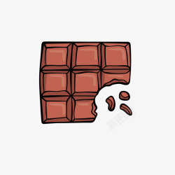 块状巧克力被咬过的巧克力手绘矢量图高清图片