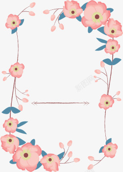 浪漫粉红花朵边框矢量图素材