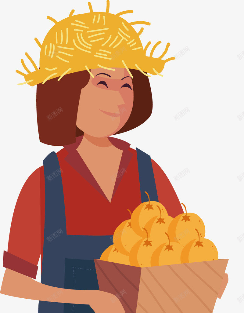 微笑女人png免抠素材_88icon https://88icon.com 农副产品 可爱 手绘 水果 笑脸 背带裤 草帽