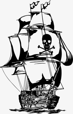 黑色海盗船素材