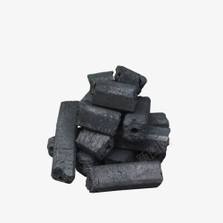 木碳黑色条形木碳炭火高清图片