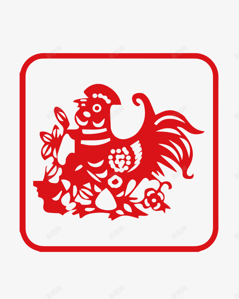 公鸡剪纸片png免抠素材_88icon https://88icon.com 公鸡 公鸡剪纸 剪纸素材 新年素材 生肖 鸡年 鸡年素材