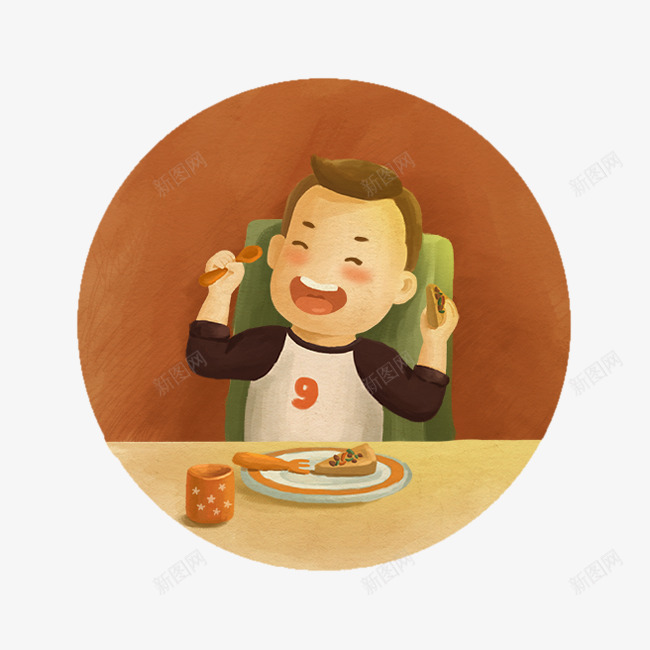 开心吃饭的小孩png免抠素材_88icon https://88icon.com png图片素材 免费png素材 卡通 手绘 水杯 食物