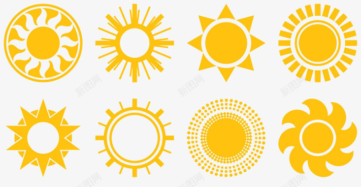 太阳光束卡通太阳图标图标