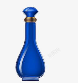 图形拼合酒瓶蓝色酒瓶子高清图片