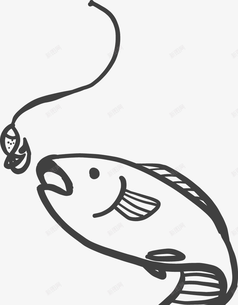 上钩的鱼png免抠素材_88icon https://88icon.com PNG图形 PNG装饰 小鱼 手绘 装饰 鱼钩