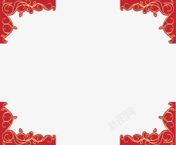 红色花纹婚礼边框素材