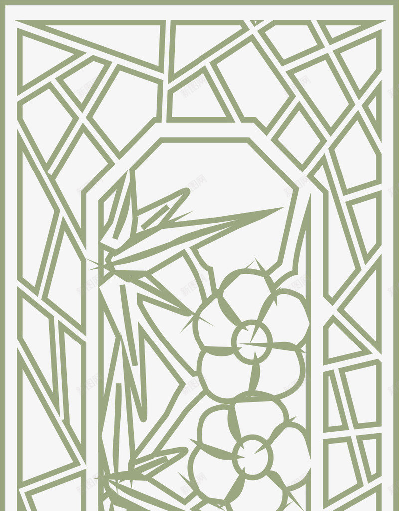 竹子装饰复古窗棂矢量图ai免抠素材_88icon https://88icon.com 中国风窗棂 中式窗棂 古代窗棂 古典窗棂 植物 翠竹 装饰复古窗棂 矢量图