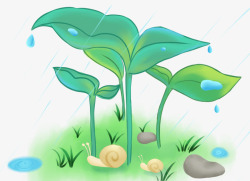 蜗牛青草图案手绘小清新植物元素高清图片