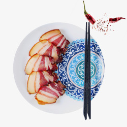 中国风美食麻辣腊肉装饰素材