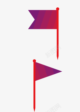 红色琵琶创意不规则三角形旗帜图矢量图图标图标