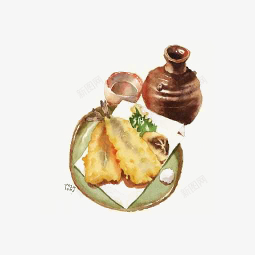卡通日式炸鱼png免抠素材_88icon https://88icon.com 卡通 手绘 插画 日式 炸鱼 美食