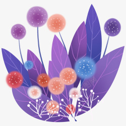 装饰紫色蒲公英植物插画素材
