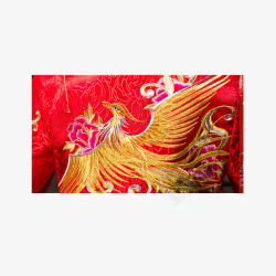 中式结婚礼服龙凤褂刺绣细节图素材
