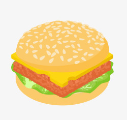 火腿汉堡手绘卡通奶酪火腿汉堡图标高清图片