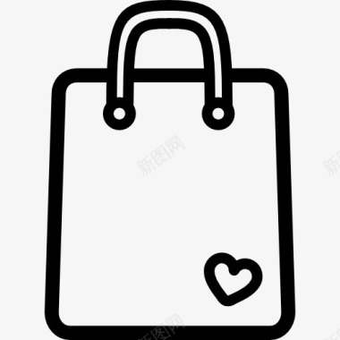 购物袋轮廓工具与一个小的心图标图标