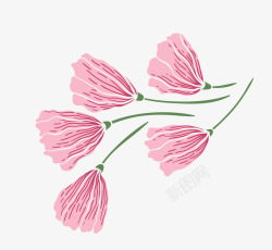 手绘清新粉色花朵装饰素材