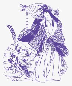 日式风格女性人物图案素材