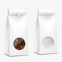 空白白色咖啡豆袋子包装矢量图素材
