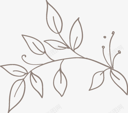 水彩树叶手绘的枝叶图标图标