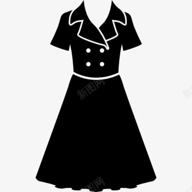 老式的黑色礼服风格图标图标