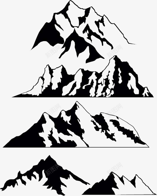 黑白高山山峰png免抠素材_88icon https://88icon.com 山峰图形 自然风景 高山