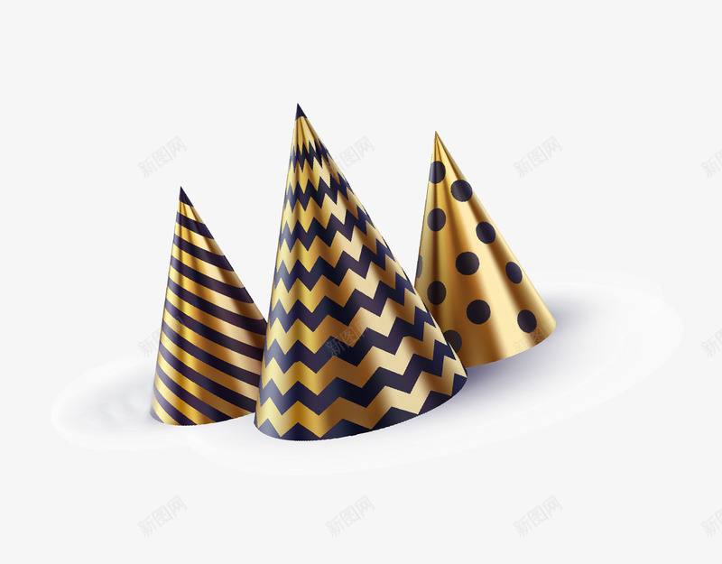 圆锥形生日帽psd免抠素材_88icon https://88icon.com 免抠PNG 几何图形 卡通 生日帽 立体圆锥 节日