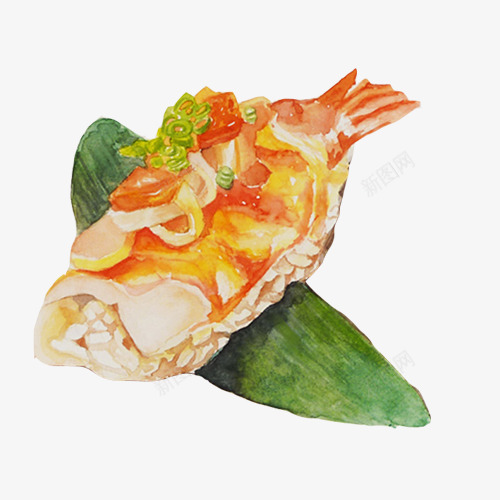 炸鱼肉手绘画片png免抠素材_88icon https://88icon.com 水彩食物 油炸 粽叶铺垫 鱼肉