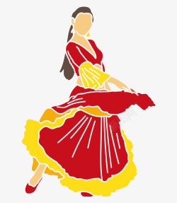 西班牙休闲度假插画卡通女人跳舞斗牛舞西班牙舞矢量图高清图片