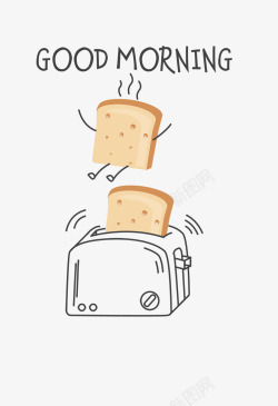 卡通面包机手绘面包机高清图片