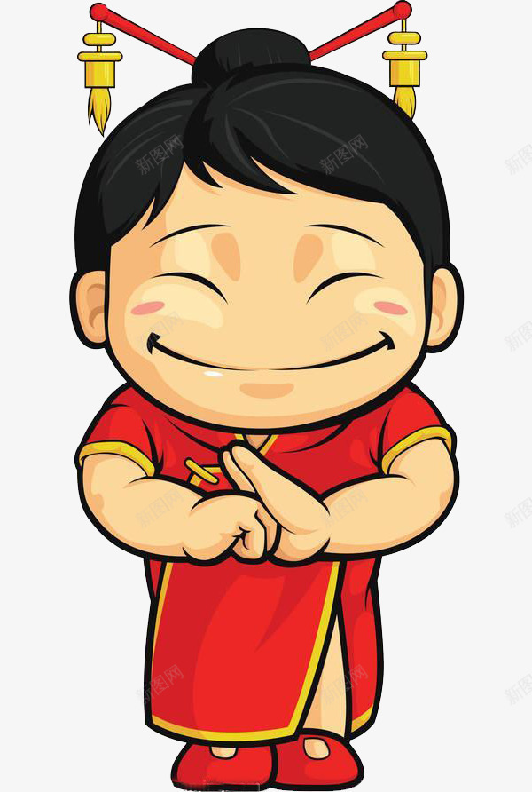 卡通女人微笑拜年图png免抠素材_88icon https://88icon.com 中国红 中国风 卡通 可爱的 女人 微笑的 拜年 漂亮的