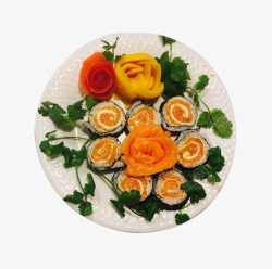 寿司卷的花形摆盘素材