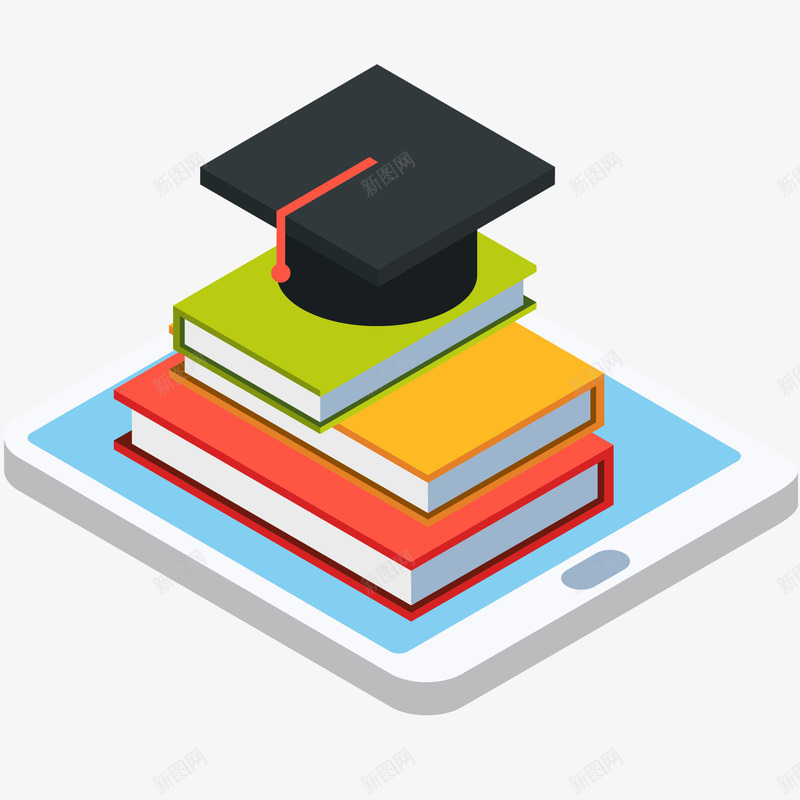 互联网学习卡通插画矢量图ai免抠素材_88icon https://88icon.com 书籍 互联网 互联网学习卡通插画 学位 学士帽 手机 电子商务 矢量图 网络研讨会