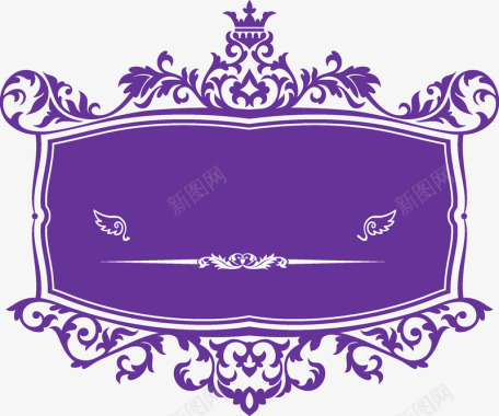 复古风婚礼logo紫色皇冠花纹logo图标图标