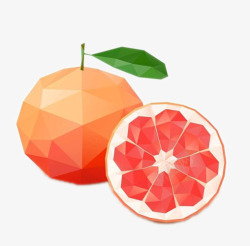 石榴橘红几何图形水果素材
