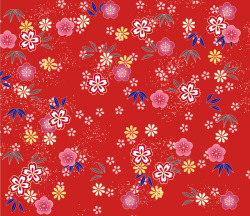 红底日式花朵图案素材