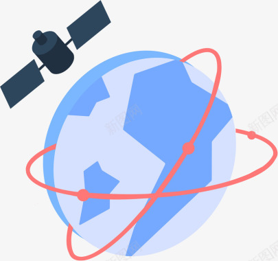 商务插画25D地球卫星图标矢量图图标