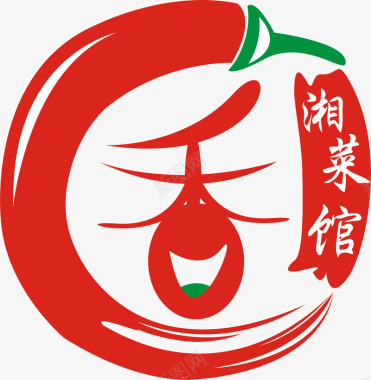 青苹果香红色湘菜馆logo图标图标